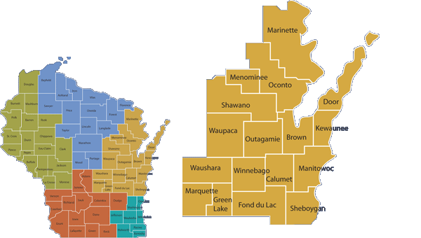Southeastern WI county map